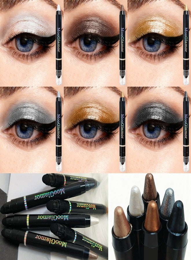 MooGlamor 6 Pcs Eyeshadow Stick Shimmer Eye Shadow Set with Retractable and Blendable Eye Shadow Stick for Long-Lasting Colorful Eye Makeup - Image 4